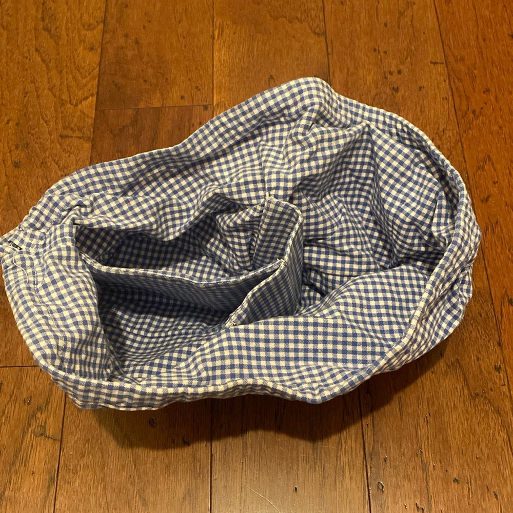 Pottery Barn Kids Blue and White Gingham Fabric Storage Basket